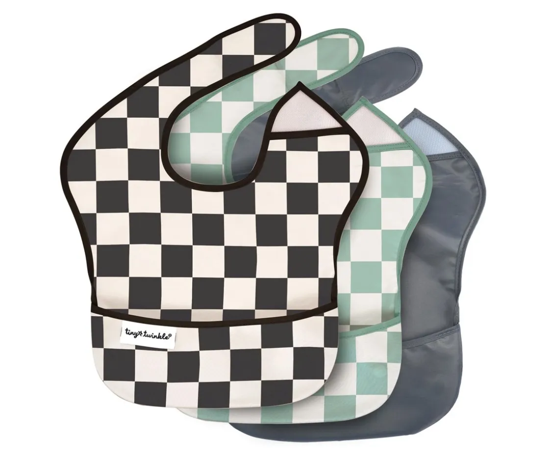 Tiny Twinkle 3 Baberos Checkers Black^ Baberos