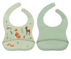 A Little Lovely Company 2 Baberos Silicona Forest Friends^ Baberos