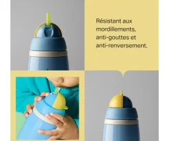 Tommee tippee 2 Botellas Isotérmicas Antigoteo con Pajita Amarillo/Azul Pastel 266ml^ Botellas De Plástico