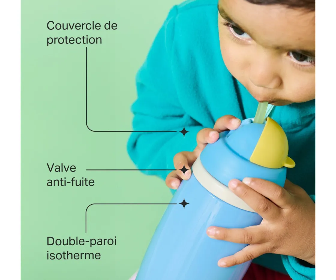 Tommee tippee 2 Botellas Isotérmicas Antigoteo con Pajita Amarillo/Azul Pastel 266ml^ Botellas De Plástico