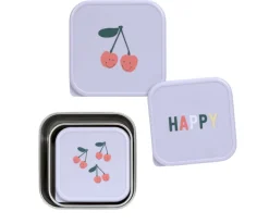 Lassig 3 Cajitas Almuerzo Acero Happy Fruits Cherry