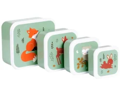 A Little Lovely Company 4 Cajitas Almuerzo y Snacks Forest Friends