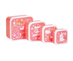 A Little Lovely Company 4 Cajitas Almuerzo y Snacks Fun^ Fiambreras Infantiles