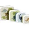 A Little Lovely Company 4 Cajitas Almuerzo y Snacks Dinosaurios^ Fiambreras Infantiles
