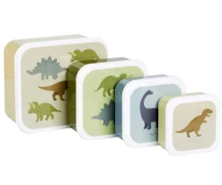 A Little Lovely Company 4 Cajitas Almuerzo y Snacks Dinosaurios^ Fiambreras Infantiles