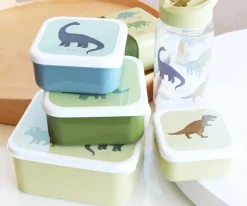 A Little Lovely Company 4 Cajitas Almuerzo y Snacks Dinosaurios^ Fiambreras Infantiles