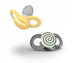 Dentistar 2 Chupetes Anatómicos Day & Night Yellow and Spiral^ Chupetes Con Diseños