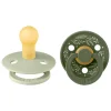 BIBS 2 Chupetes Colour Round Holiday Leaf Sage/Hunter Green^ Chupetes Con Diseños