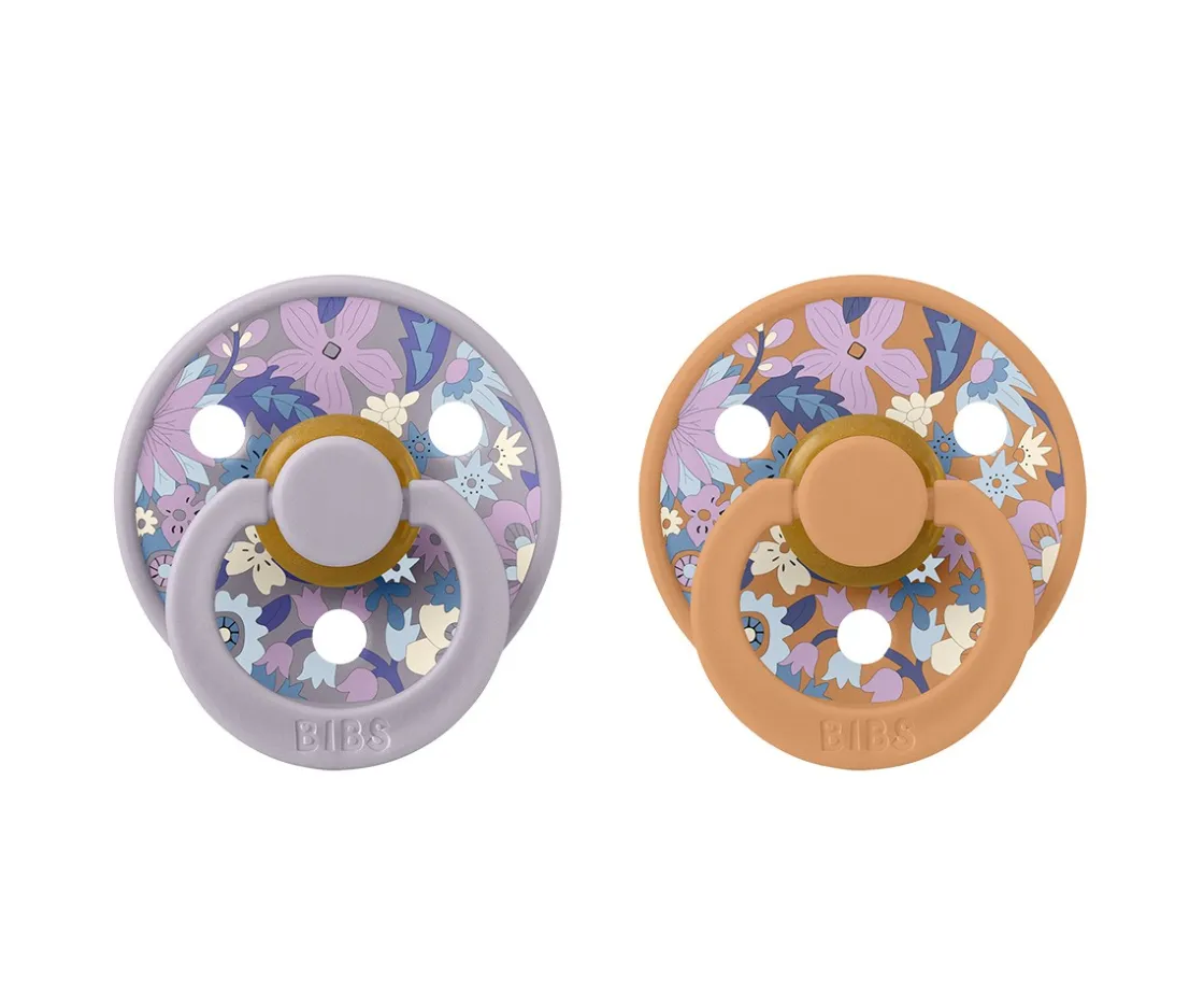 BIBS 2 Chupetes Colour Round Liberty June Blossom Pumpkin Mix^ Chupetes Con Diseños