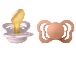 BIBS 2 Chupetes Couture Pink Plum/Peach Látex^ Chupetes Con Diseños