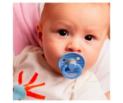 BIBS 2 Chupetes Studio Colour Round Pin Sky Blue Mix^ Chupetes Con Diseños