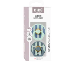 BIBS 2 Chupetes Studio Colour Round Block Nordic Mint Petrol Mix^ Chupetes Con Diseños