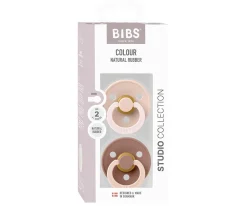 BIBS 2 Chupetes Studio Colour Fusion Round Blush Woodchuck Mix^ Chupetes Con Diseños