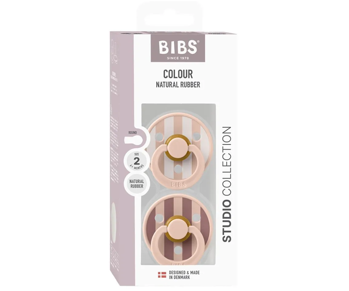 BIBS 2 Chupetes Studio Colour Round Block Blush Mix^ Chupetes Con Diseños