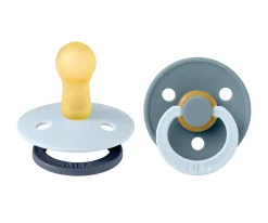 BIBS 2 Chupetes Studio Colour Fusion Round Baby Blue Petrol Mix^ Chupetes Con Diseños