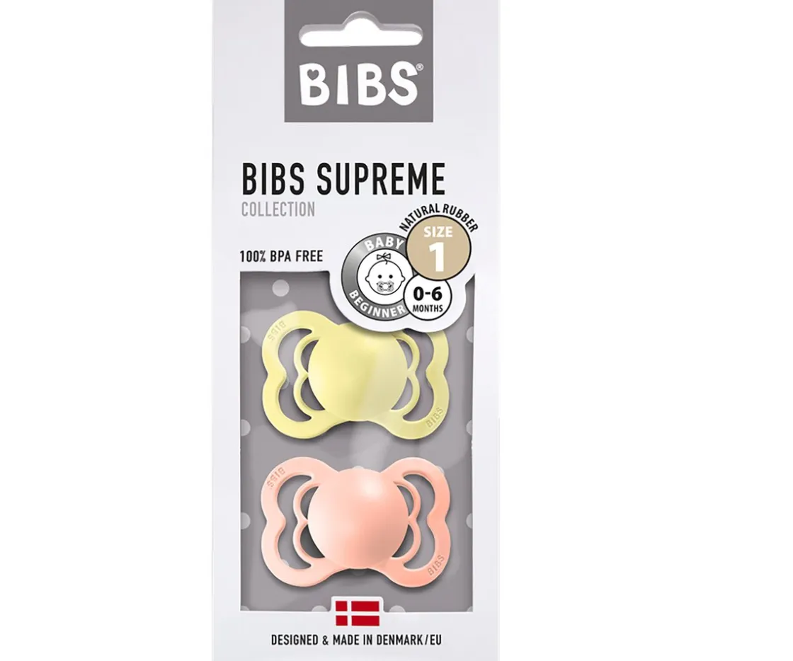 BIBS 2 Chupetes Supreme Sunset/Sunshine Látex^ Chupetes Con Diseños