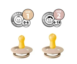 BIBS 2 Chupetes Nocturnos Colour Round Vainilla/Dark Oak^ Chupetes Con Diseños