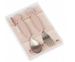 Done by Deer 2 Cubiertos Antideslizantes Yummyplus Sea Friends Rosa Empolvado^ Cubiertos Infantiles