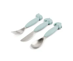 Done by Deer 3 Cubiertos Antideslizantes Deer Friends azul^ Cubiertos Infantiles