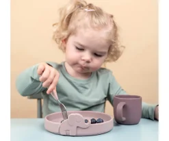 Done by Deer 3 Cubiertos Antideslizantes Deer Friends Powder^ Cubiertos Infantiles