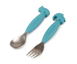 Done by Deer 2 Cubiertos Antideslizantes Deer Friends Azul^ Cubiertos Infantiles