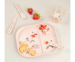 Done by Deer 3 Cubiertos Tiny Farm Powder^ Cubiertos Infantiles