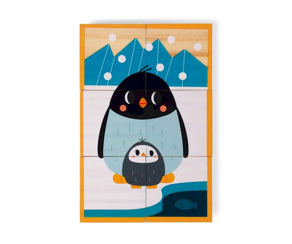 Niños Janod 6 Cubos de Madera Animales