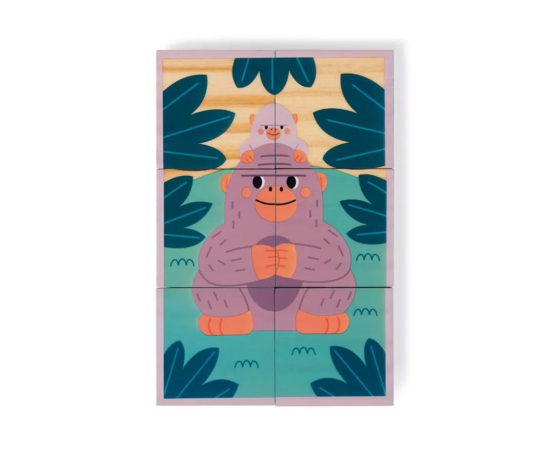 Niños Janod 6 Cubos de Madera Animales