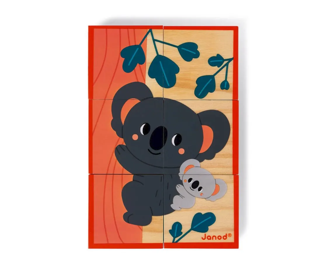 Niños Janod 6 Cubos de Madera Animales