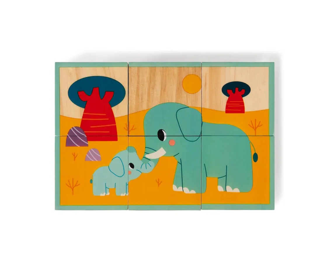 Niños Janod 6 Cubos de Madera Animales