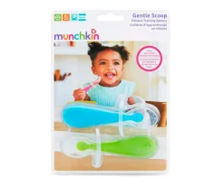 Munchkin 2 Cucharas Silicona Aprendizaje Gentle Verde/Azul