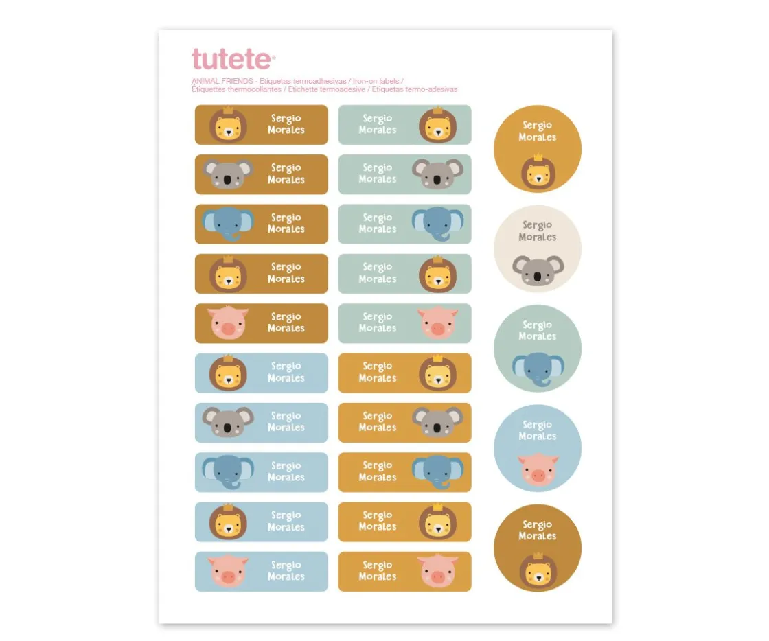 Tutete 25 Etiquetas para Ropa Animal Friends