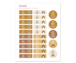 Tutete 25 Etiquetas para Ropa Arcoíris Mostaza