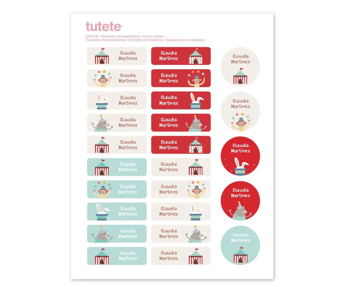 Tutete 25 Etiquetas para Ropa Circus