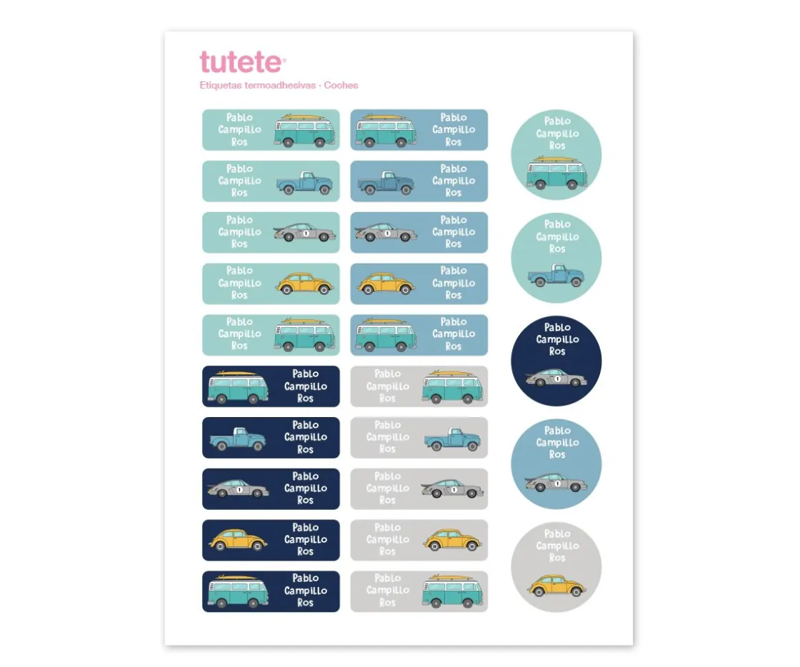 Tutete 25 Etiquetas para Ropa Coches^ Colecciones Vuelta Al Cole