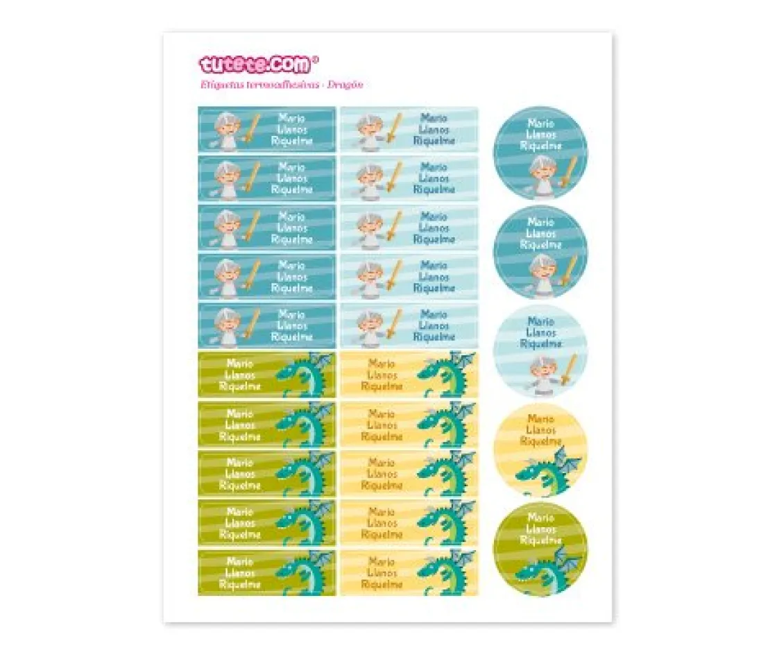 Tutete 25 Etiquetas para Ropa Dragones^ Etiquetas Personalizadas