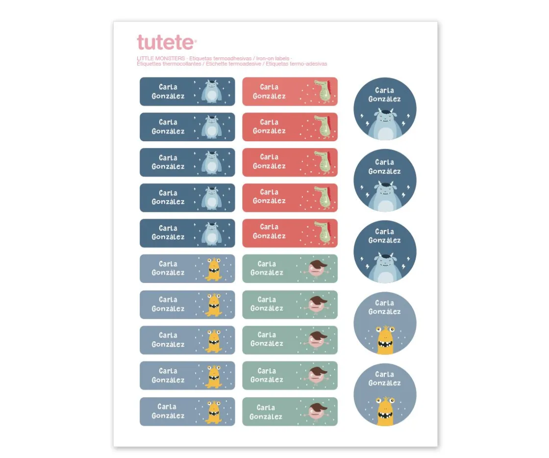 Tutete 25 Etiquetas para Ropa Little Monsters^ Colecciones Vuelta Al Cole