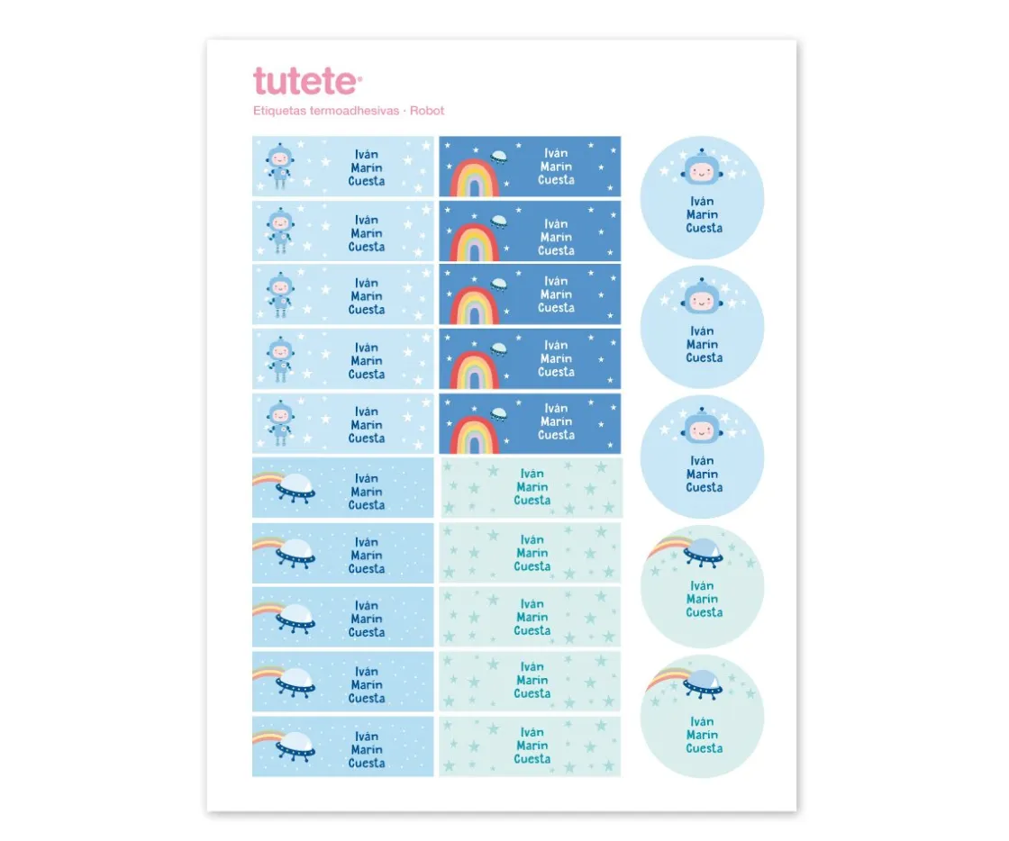 Tutete 25 Etiquetas para Ropa Robot^ Etiquetas Personalizadas