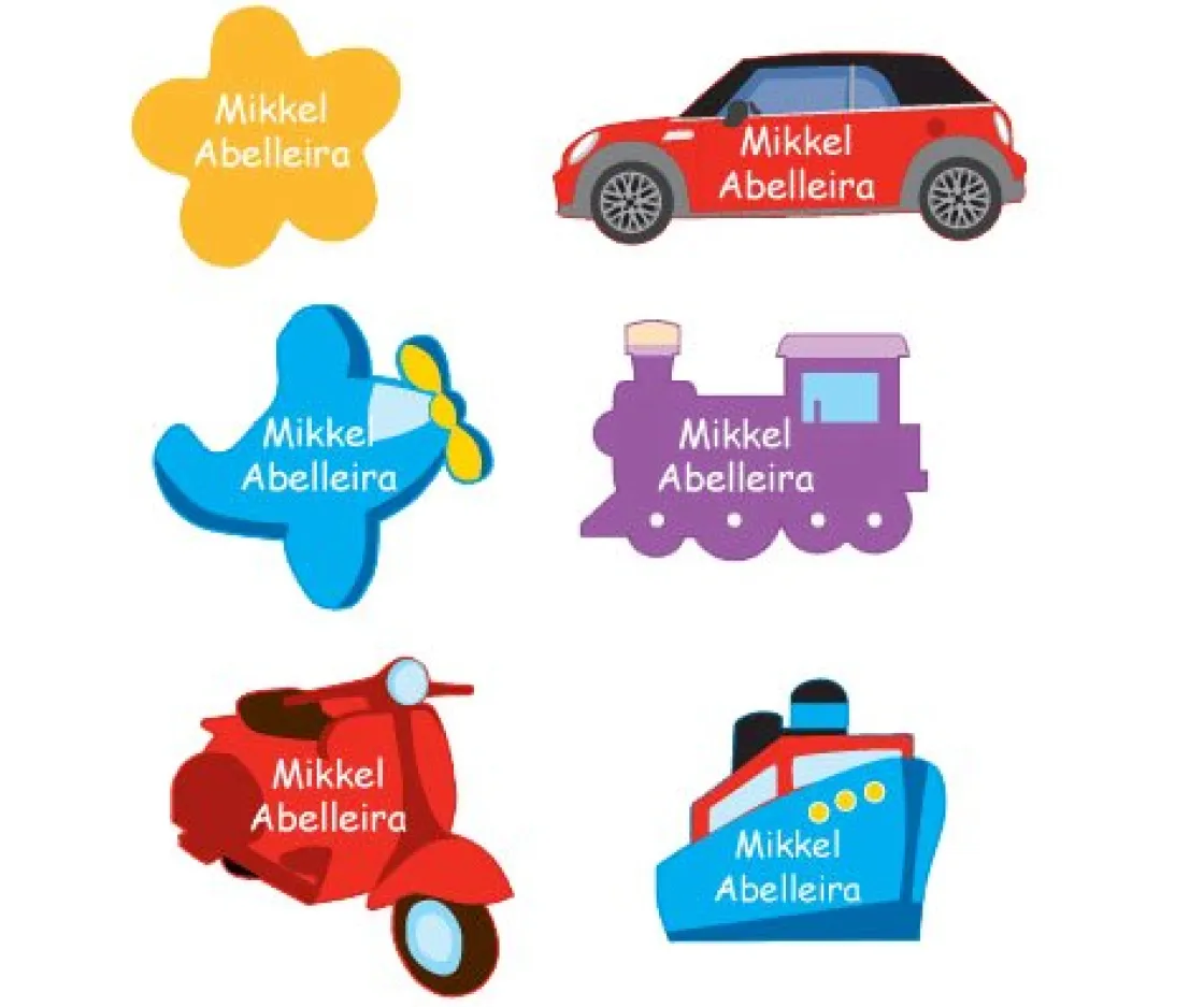 Tutete 6 Etiquetas para Ropa Rumrum siluetas^ Etiquetas Personalizadas