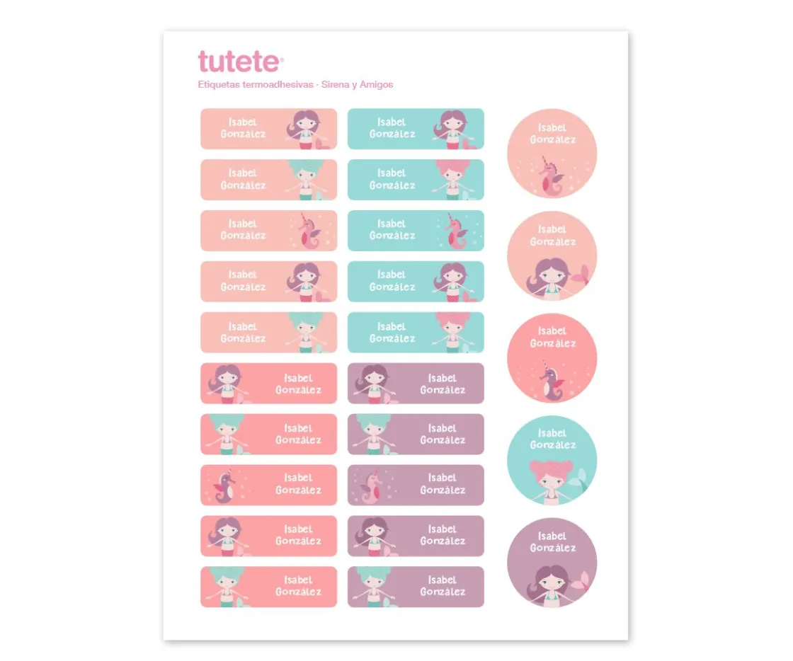Tutete 25 Etiquetas para Ropa Sirena y Amigos^ Colecciones Vuelta Al Cole