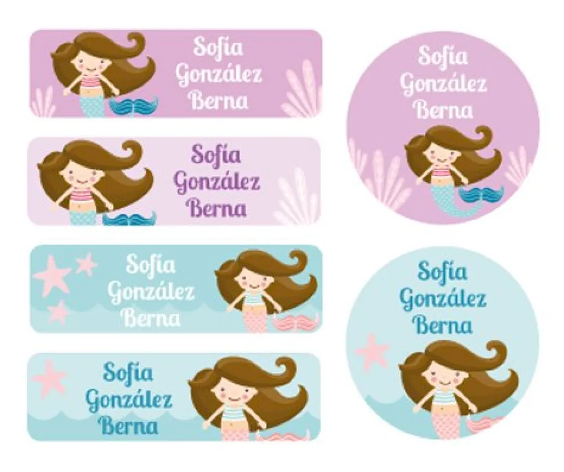 Tutete 25 Etiquetas para Ropa Sirena^ Etiquetas Personalizadas