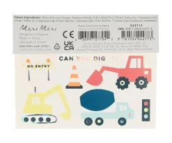 Meri Meri 2 Hojas de Tatuajes Construction^Niños Pintura De Uñas, Brillos Y Tattoos