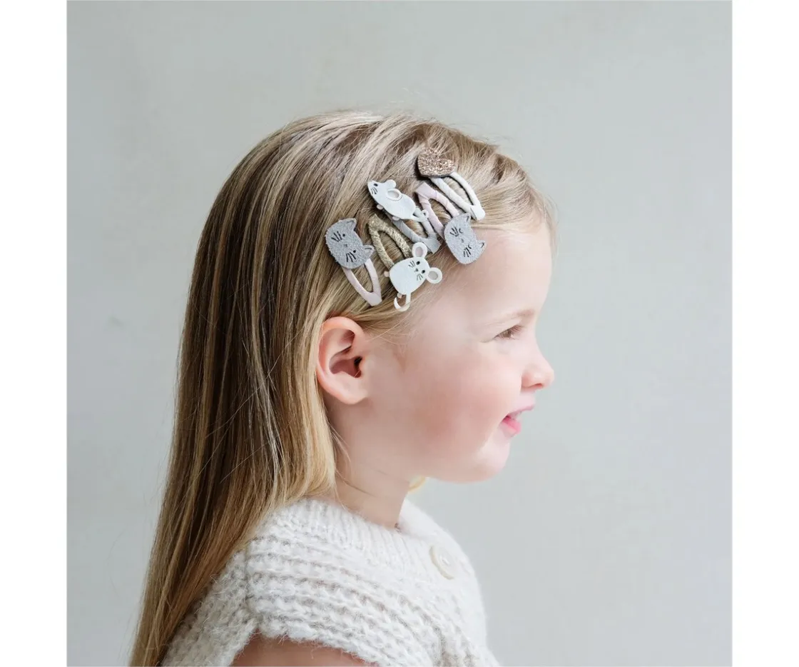Mimi & Lula 5 Mini Clips Clic Clasc Cat & Mouse^ Accesorios De Pelo
