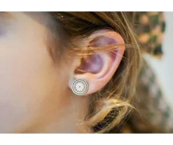 Grech & Co 2 Pares Pendientes Infantil Enamel Ying Yang+Peace sign^Niños Accesorios Para Bebé Y Niños