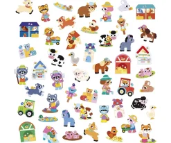 Niños Janod 50 Pegatinas Animales de Granja Grandes