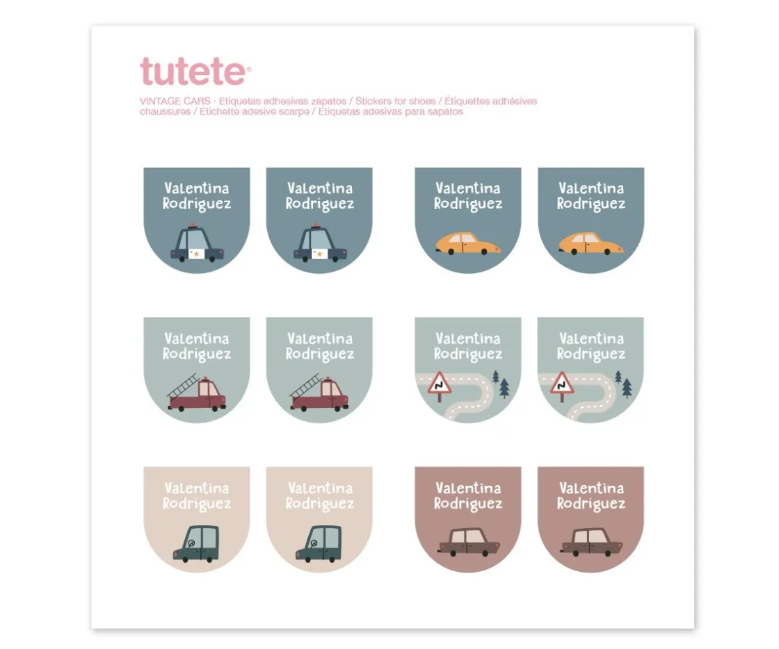Tutete 12 Pegatinas Zapatos Vintage Cars