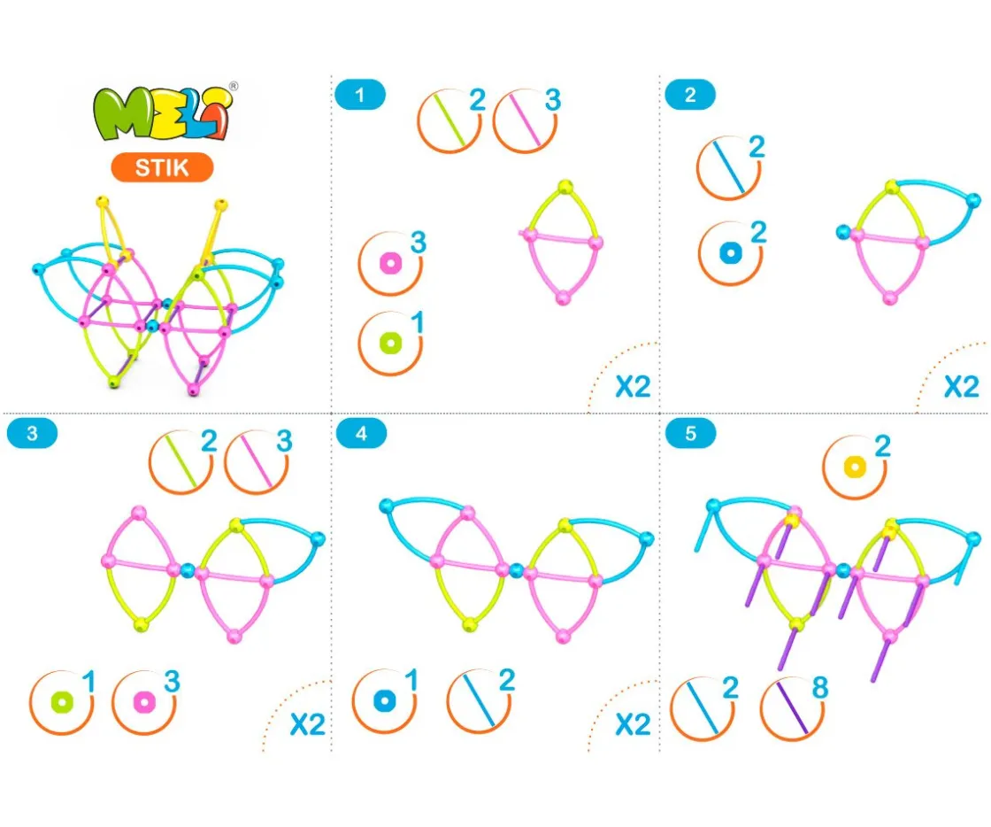 Niños Meli 150 Piezas Stik Pastel