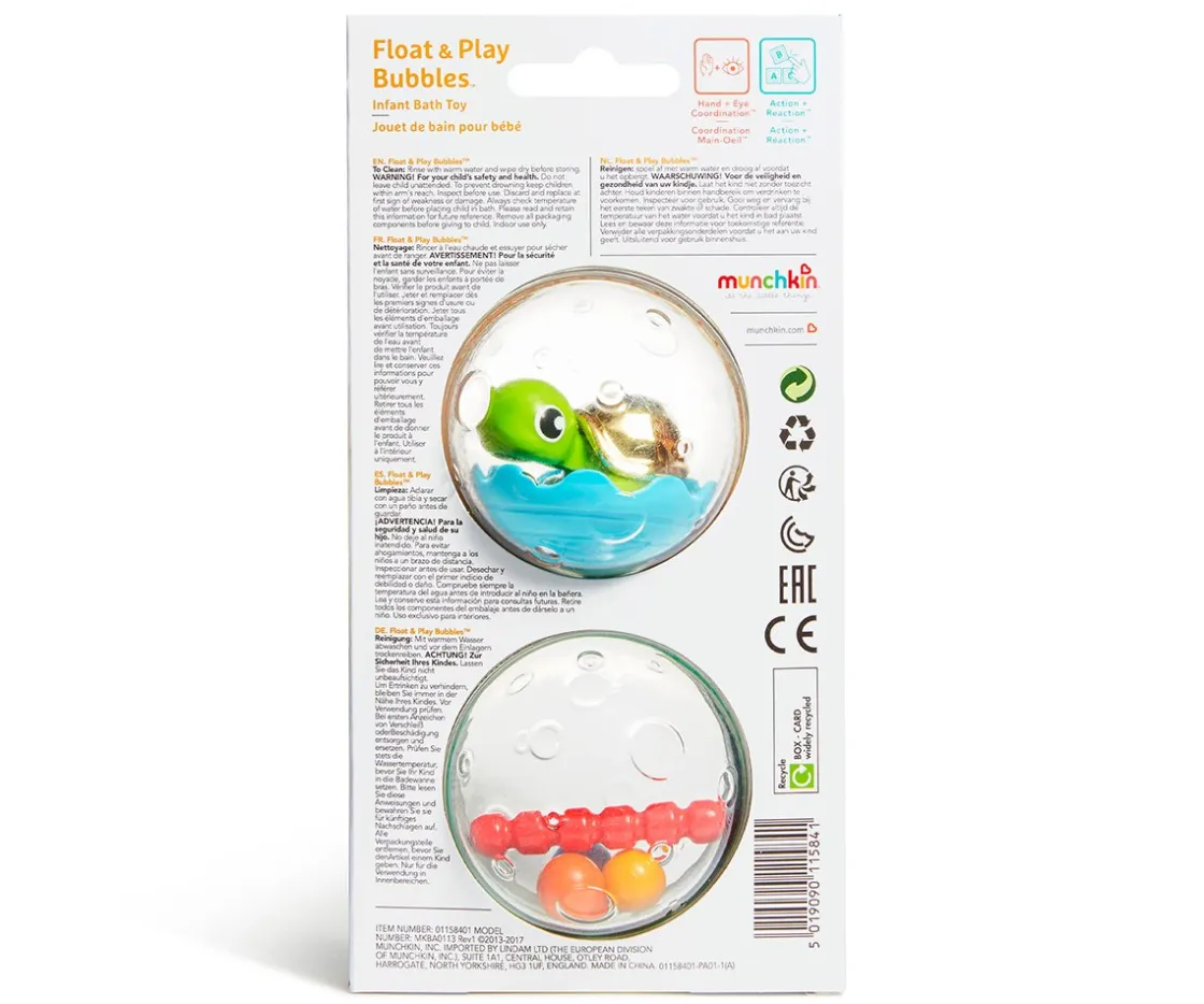 Munchkin 2 Pompas Float&Play Tortuga^Niños Juguetes De Baño