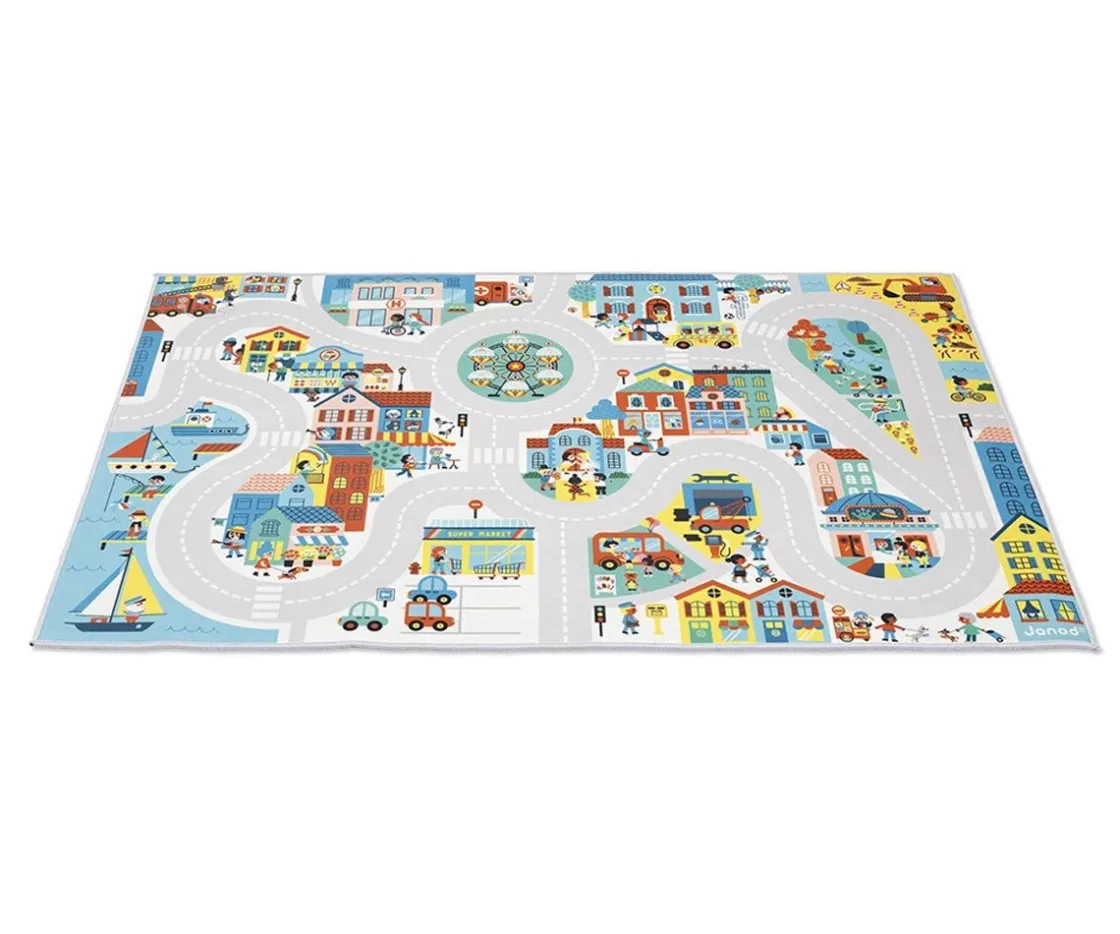 Niños Janod Alfombra con Circuito Ciudad Cross Roads