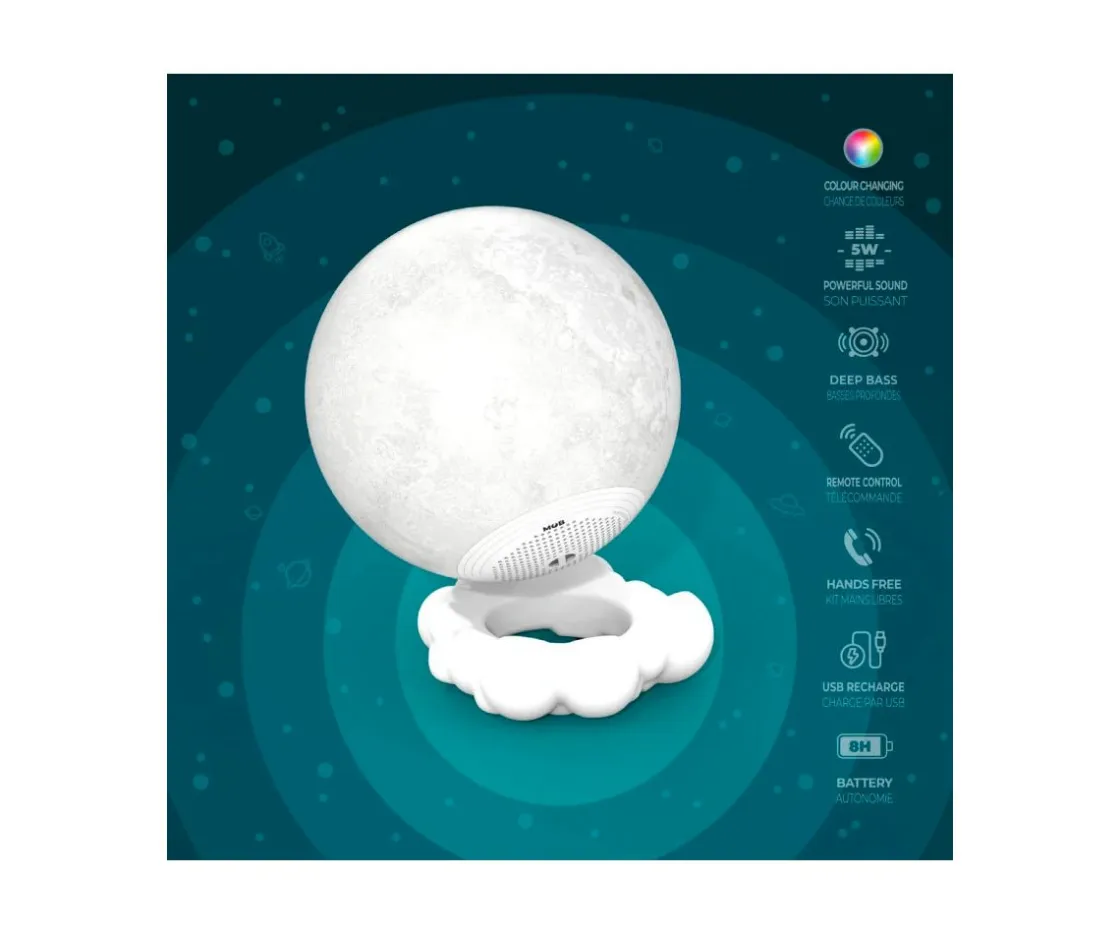 Niños MOB Altavoz con Iluminación Luna Multicolor